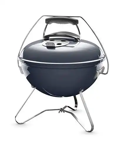 Weber Smokey Joe Premium Mini-Kugelgrill in Schieferblau, Tragbar, 37 cm Grillfläche
