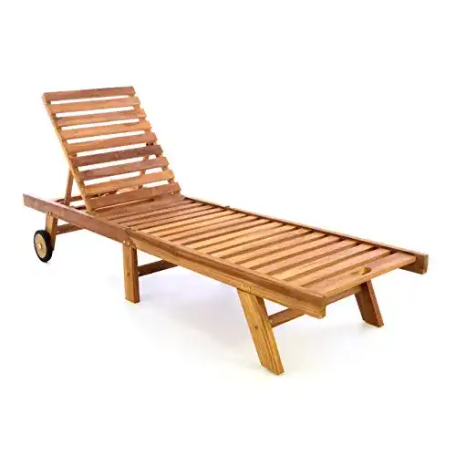 Teak Sonnenliege Divero für Garten, Terrasse und Balkon