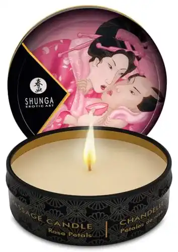 Massagekerze Shunga Aphrodisia mit Rosenblätter Aroma
