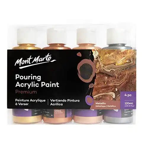 Mont Marte Pouring Set Metallic 4 x 120ml Acrylfarben