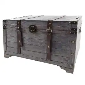 Kobolo Antik-Truhe KUBA, 80x45x50 cm, grau, Vintage Aufbewahrung
