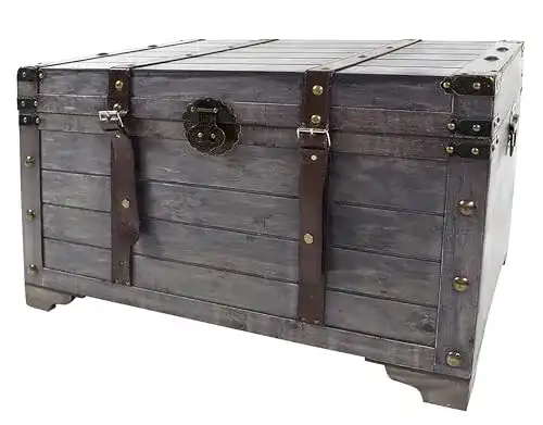 Kobolo Antik-Truhe KUBA, 80x45x50 cm, grau, Vintage Aufbewahrung