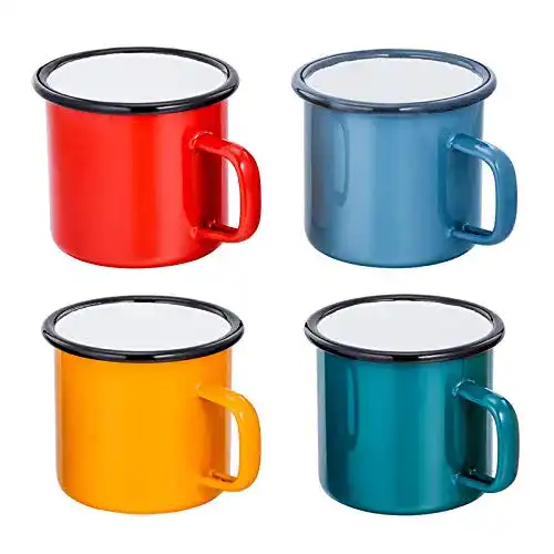 Emaille Tasse Teamfar 4er-Set Mehrweg für Getränke und Anwendungen