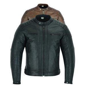 Motorradjacke Herren Texpeed aus Leder mit Protektoren