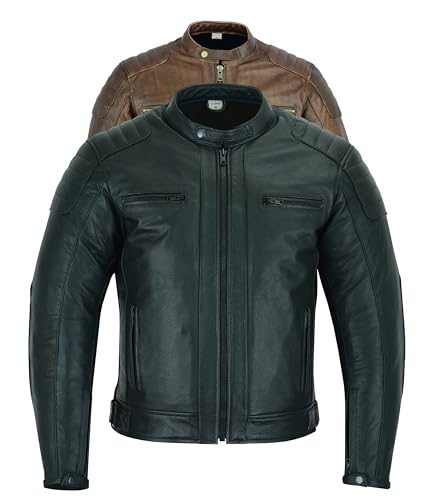 Motorradjacke Herren Texpeed aus Leder mit Protektoren