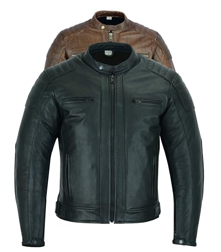 Motorradjacke Herren Texpeed aus Leder mit Protektoren