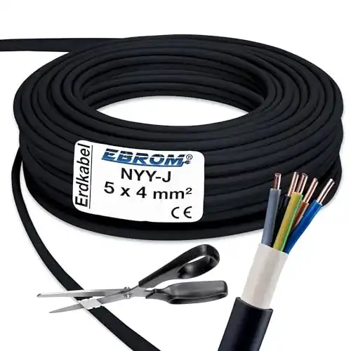 Erdkabel EBROM NYY-J 5×4 mm² Starkstromkabel PVC Erdleitung