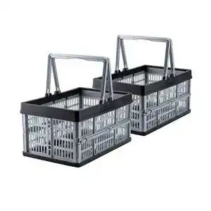 Klappbox Grizzly faltbar mit Henkel, 2er Set, grau, je 16 Liter