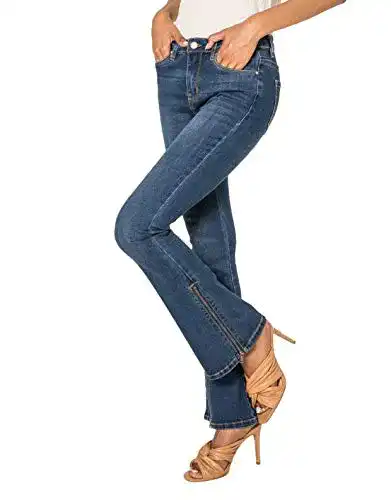 Jeans für Damen von Nina Carter P151 Flared Bootcut mit Reißverschluss