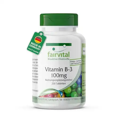 Vitamin B3 Niacin 100mg von Fairvital – Hochdosierte vegane Tabletten