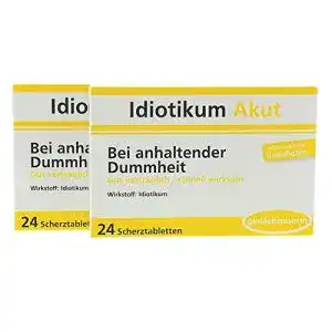 Scherztabletten Idiotikum Akut Schokolinsen 2er Set