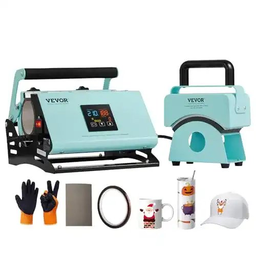 Tassenpresse Vevor 2-in-1 Heißpresse für Becher und Hüte