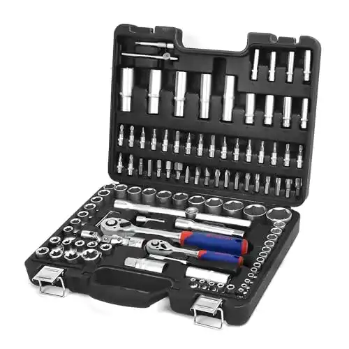 Steckschlüsselsatz von WORKPRO 108-teilig für Werkstatt und Garage