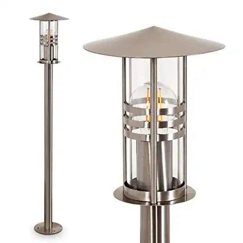 Sockelleuchte HOFSTEIN Forli – Moderne Außenleuchte aus Edelstahl und Glas