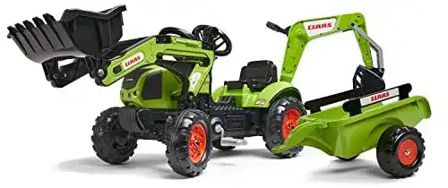 Trettraktor Falk 2040N mit Baggerlader und Anhänger für Kinder