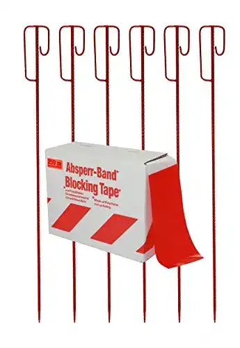Absperrleinenhalter UVV-Reflex mit Warnband rot/weiß geblockt