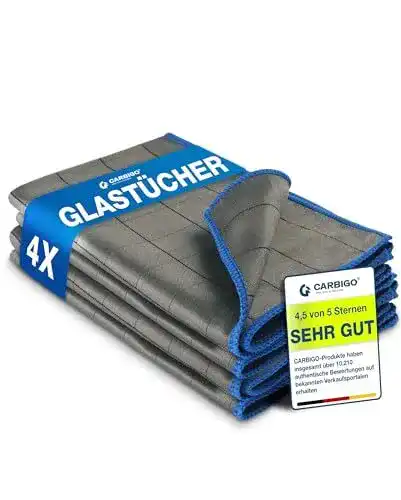 Microfasertuch Carbigo ® 4X Profi Mikrofaser Glastücher 400 GSM