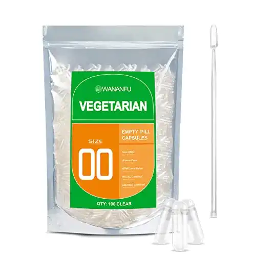 Vegane Leerkapseln Größe 00 von Wananfu im Bundle (100 Stück)