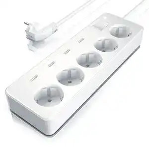 Steckdosenleiste mit 5 Anschlüssen und 4 USB Ladeports