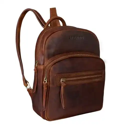 Lederrucksack Damen STILORD Vintage Rucksack aus braunem Leder