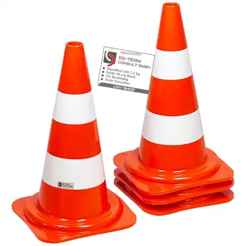 Verkehrsleitkegel Set mit 4 Pylonen in Orange-Weiß