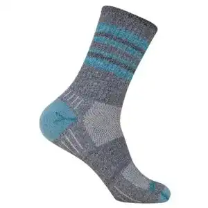 Wrightsocks Wrightsock Profi Sportsocke für Wandern in türkis grau gestreift