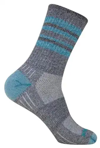 Wrightsocks Wrightsock Profi Sportsocke für Wandern in türkis grau gestreift