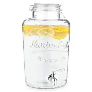 Wasserspender Navaris 8 Liter Glas mit Edelstahl-Zapfhahn