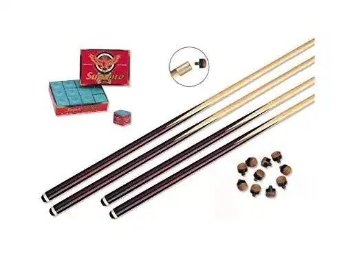 Billard Queue Set mit 4 Queues, Zubehör und Kreide