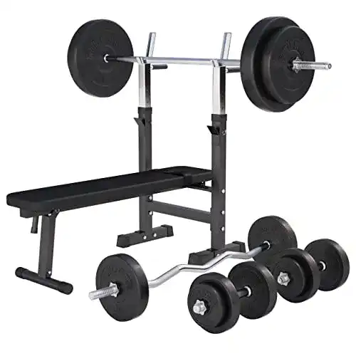 Langhantelbank Gorilla Sports Hantelbank mit Hantelset