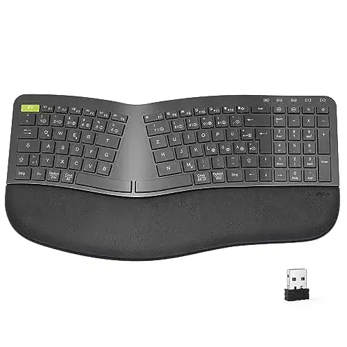 Kabellose ergonomische Tastatur mit Handballenauflage und USB-Empfänger