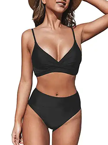 Cupshe Damen Bikini Set Crossover High Waist Bademode
