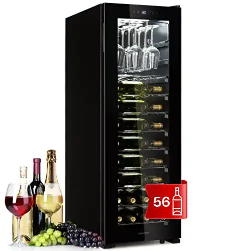 Klarstein Weinkühlschrank mit Glastür für 56 Flaschen