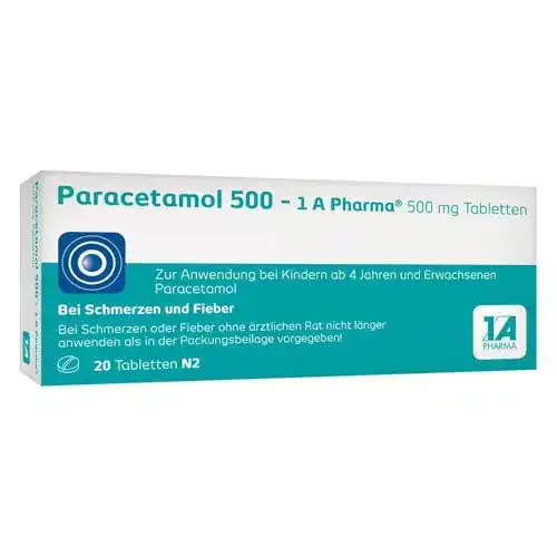 Grippemittel 1A Pharma Paracetamol 500 mg Tabletten zur Linderung von Schmerzen