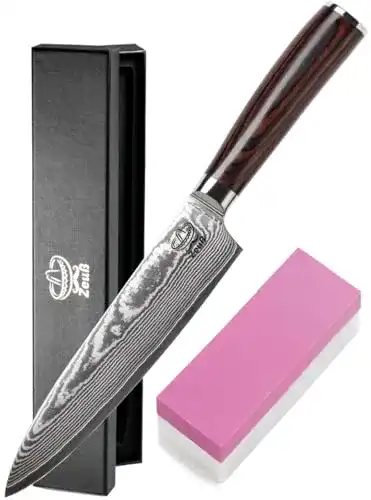Damast Küchenmesser Zeuß XL 32 cm Profi Kochmesser aus Damaststahl