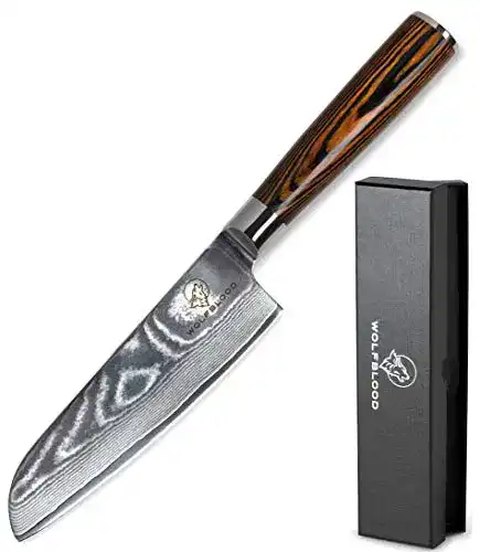 Santoku Damastmesser Wolfblood 24 cm aus 67 Lagen Damaststahl