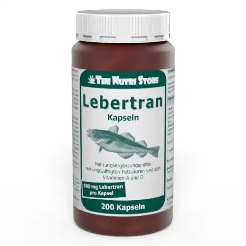Lebertran Kapseln 500 mg von The Nutri Store, 200 Stück