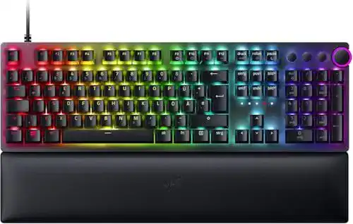 Beleuchtete Razer Huntsman V2 Tastatur mit Purple Switches