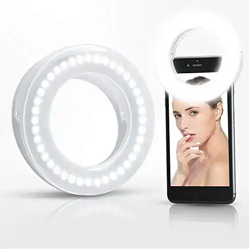 Ringlicht für Handy mit 40 LEDs, USB wiederaufladbar und 3 Helligkeitsstufen