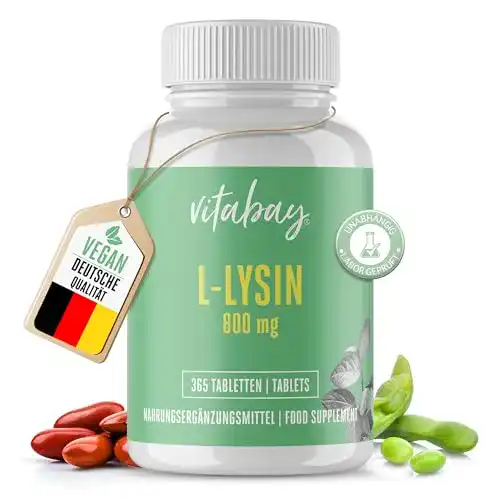 Lysin Vitabay L-800mg, 365 Tabletten, essentielle Aminosäure