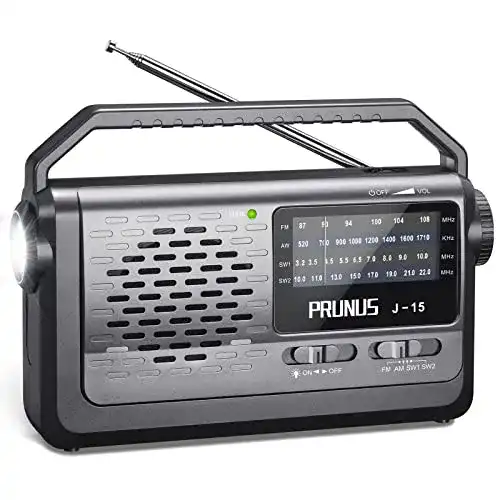 Prunus J-15 Tragbares Kofferradio Weltempfänger mit Taschenlampe