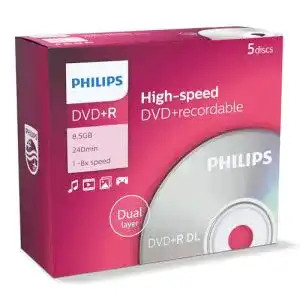 Philips DVD+R Double Layer 8.5GB 8x Rohlinge im 5er Pack