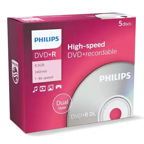 Philips DVD+R Double Layer 8.5GB 8x Rohlinge im 5er Pack