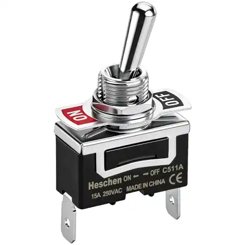 Kippschalter Heschen C511A, Metall, SPST, 2 Positionen, Dauerlicht