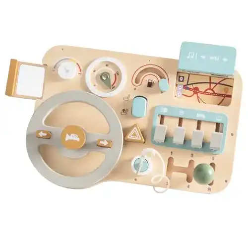 Motorikwand Youuys Busy Board für Kinder mit Lenkrad und Montessori-Design