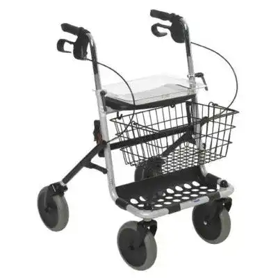 Rollator Invacare P452E/3 BANJO in Silber mit Korb und Tablett
