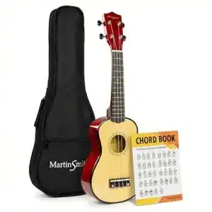 Martin Smith Soprano Ukulele mit Tasche und Akkordbuch, Natur