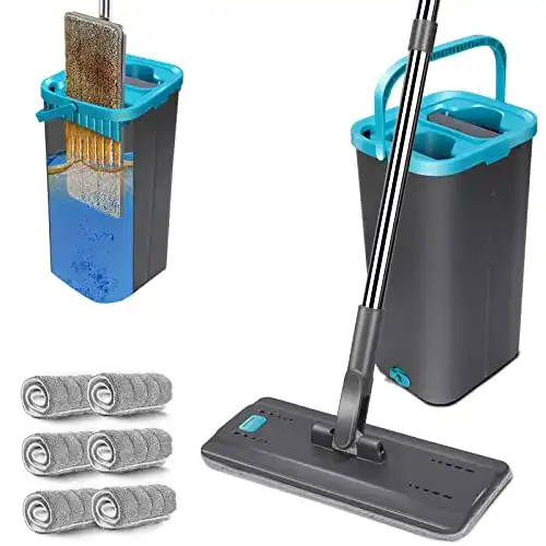 Wischsystem Midyb Bodenwischer Set mit Eimer und 144 cm Edelstahlgriff