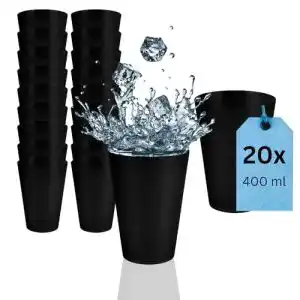 Mehrwegbecher S&S-Shop 20 Trinkbecher 400 ml Schwarz