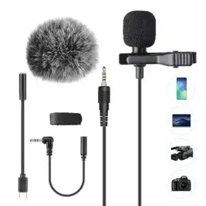 AGPTEK Lavalier Ansteckmikrofon mit 2m Kabel und Omni-Richtcharakteristik